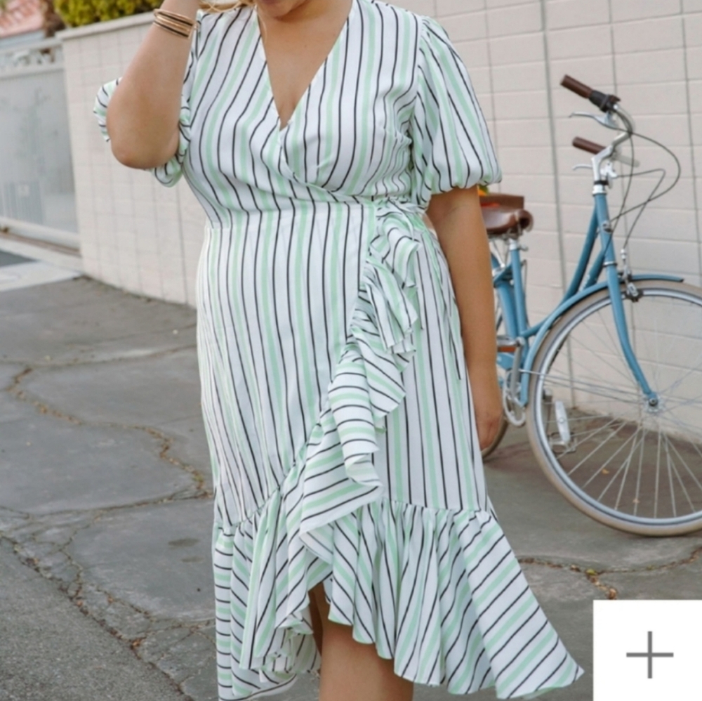 Eloquii striped wrap dress